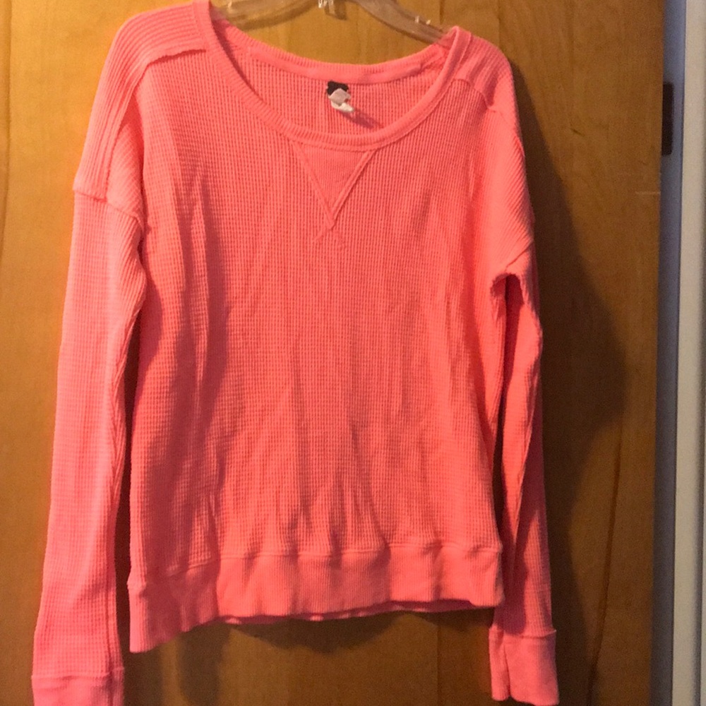 Women's Pink Waffle Knit Top